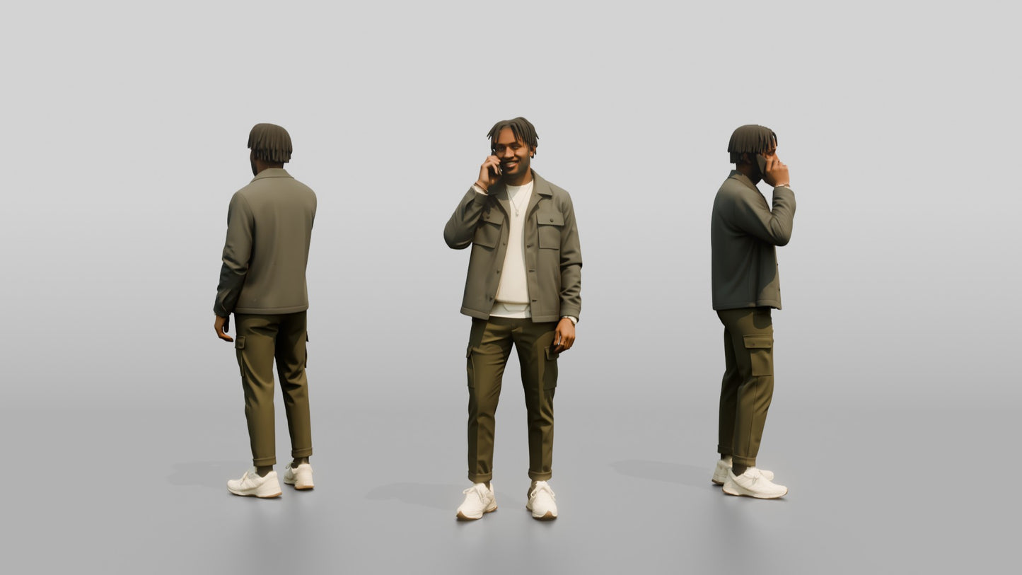 Man on the Phone in a Grey Jacket