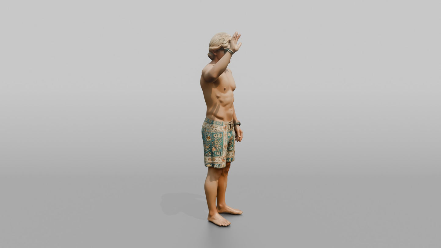 Surfer Waving to a Friend