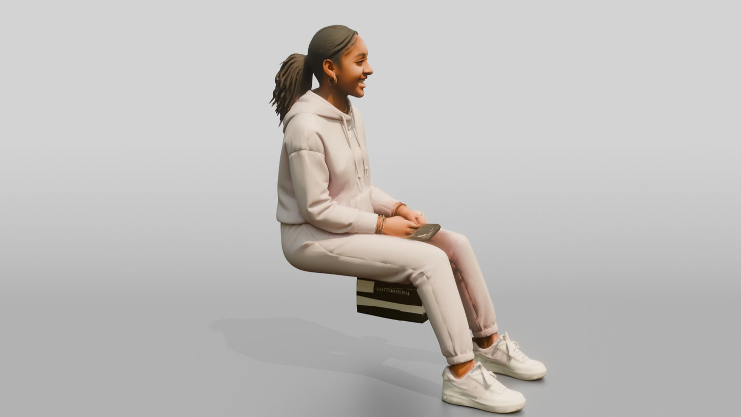 African-American Girl in Pastel Athleisure Set