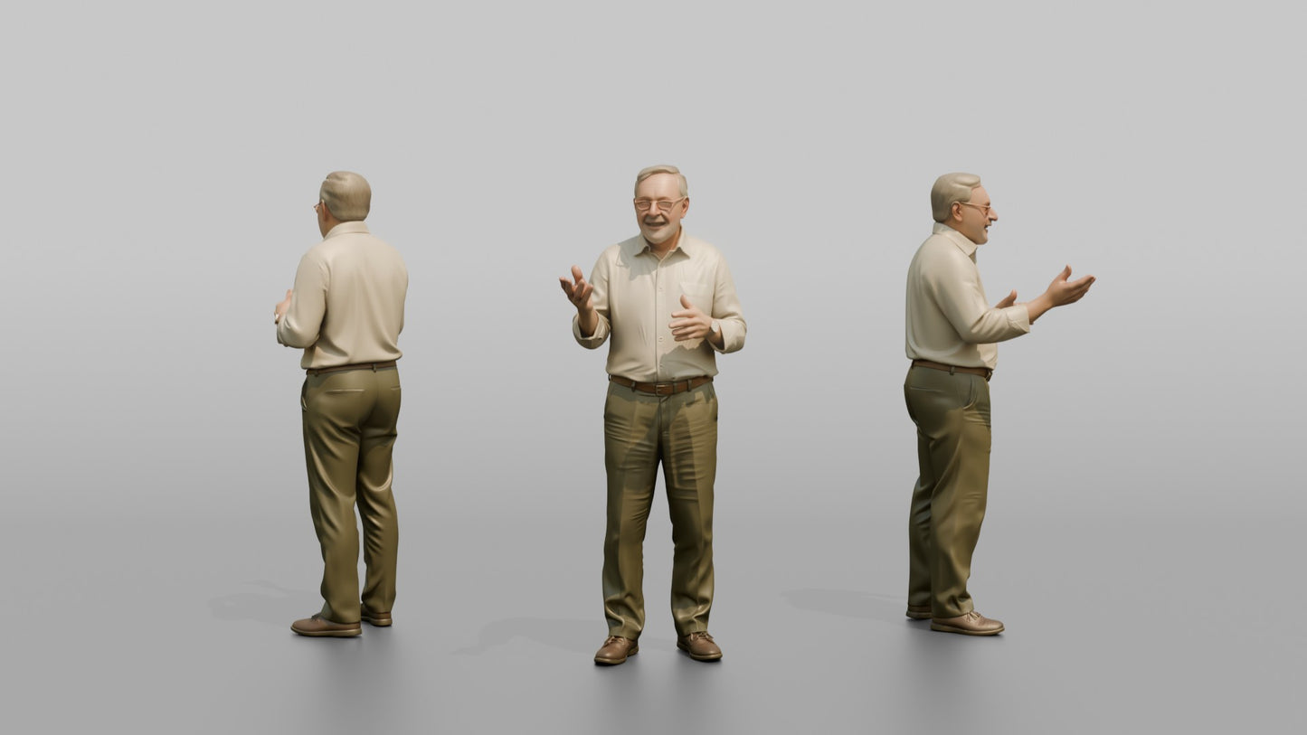 European Grandfather Standing and Chatting