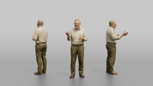 European Grandfather Standing and Chatting