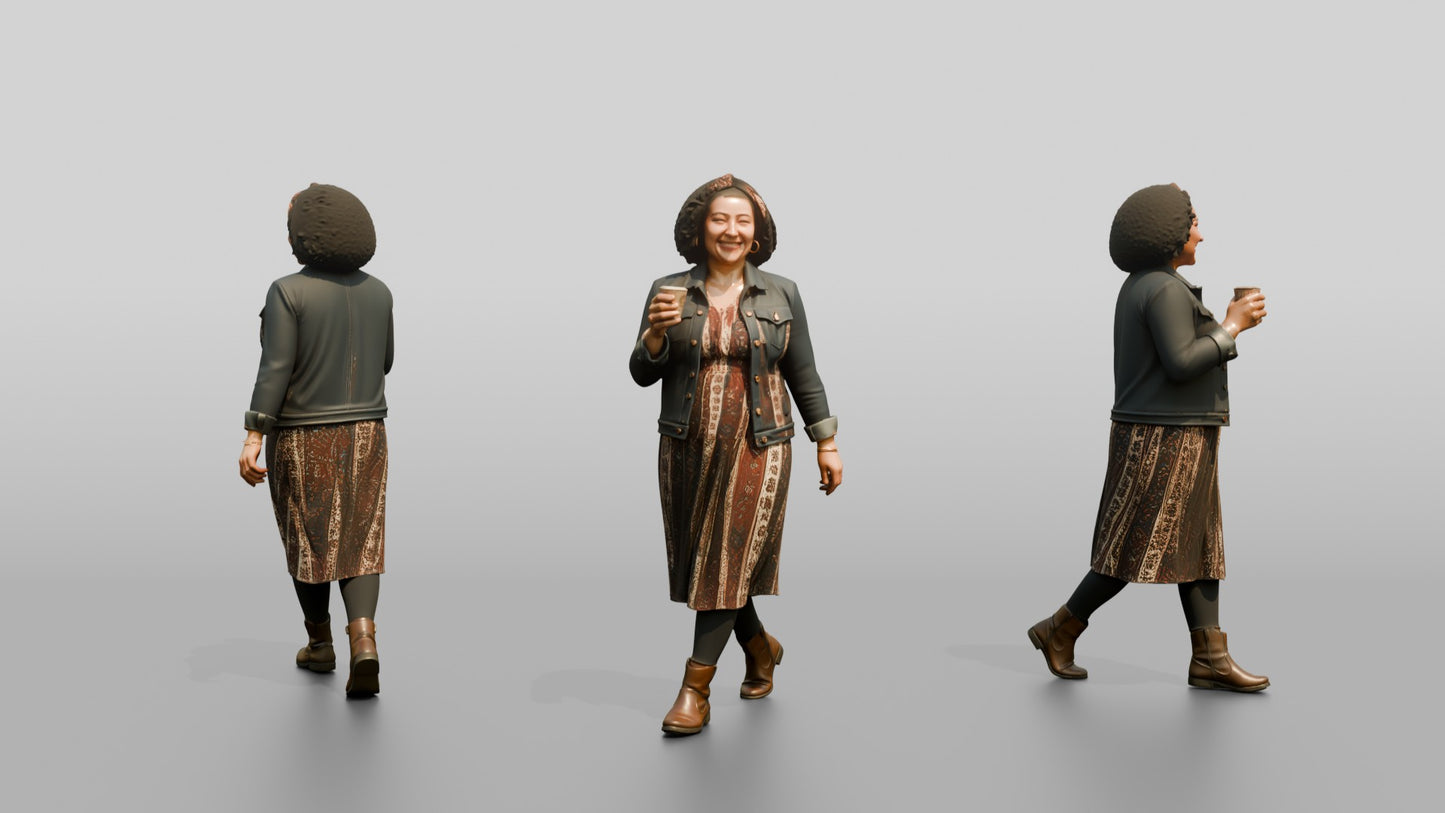 Woman Walking with Coffee Cup