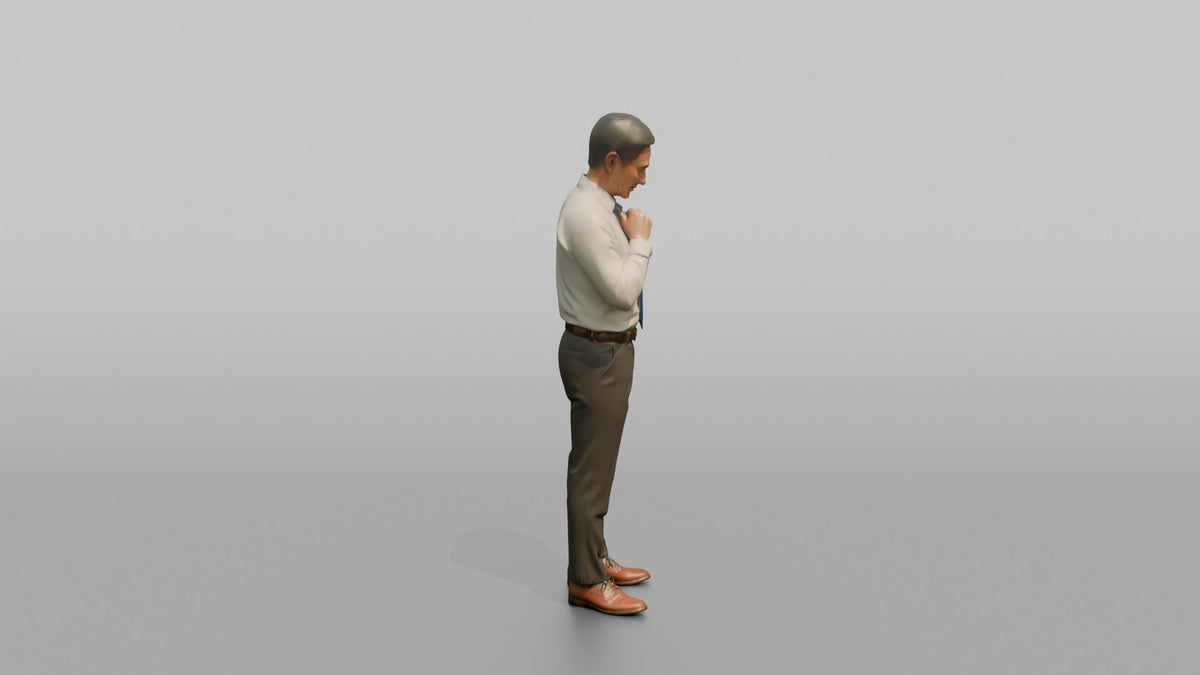 Father Adjusting His Necktie With Both Hands - 3D character model, view 2