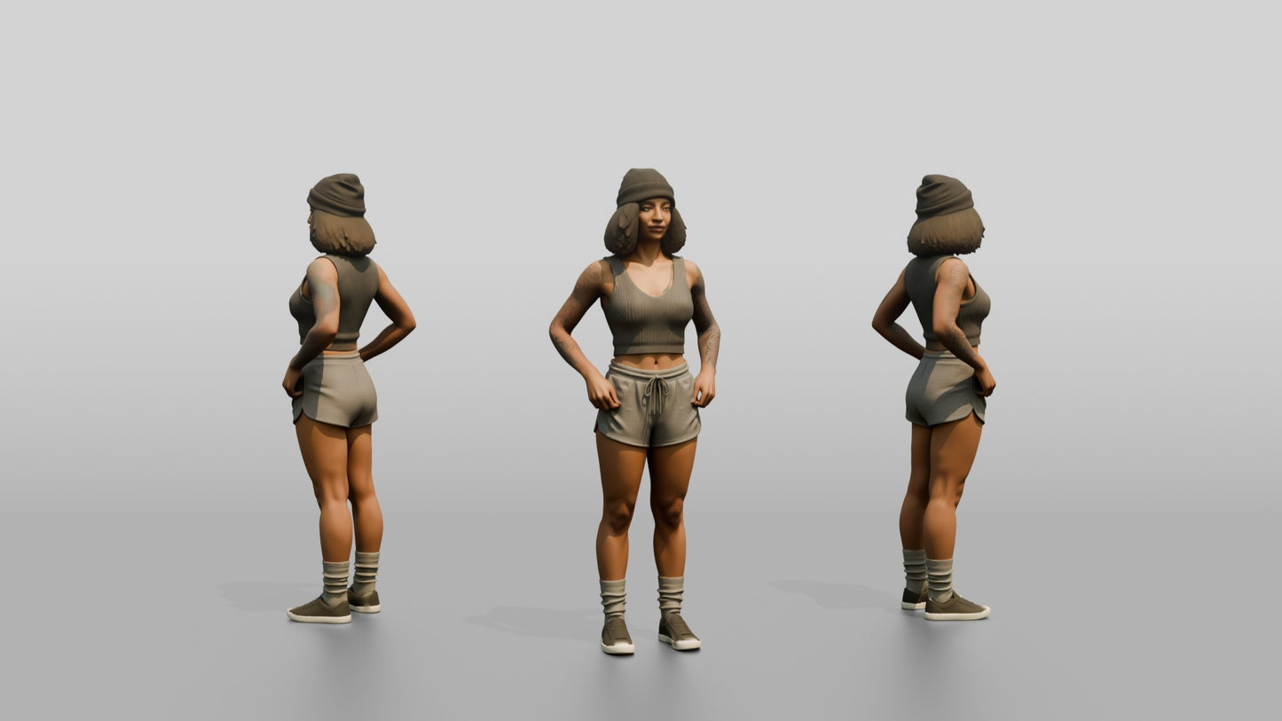 Woman in Beanie Standing with Hands on Hips