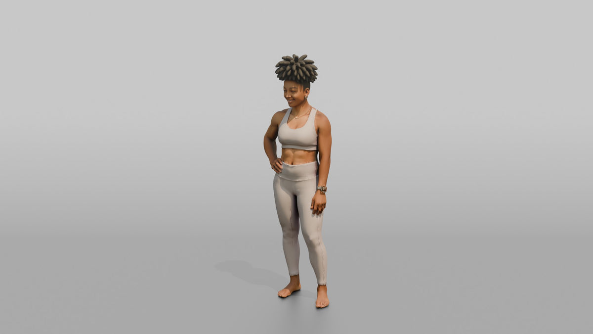 Fitness Influencer Woman Standing Confidently With One Hand On Hip - 3D character model, view 4