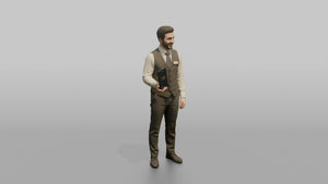Black Flight Attendant Pouring Coffee into a Mug - 3D character model, view 1