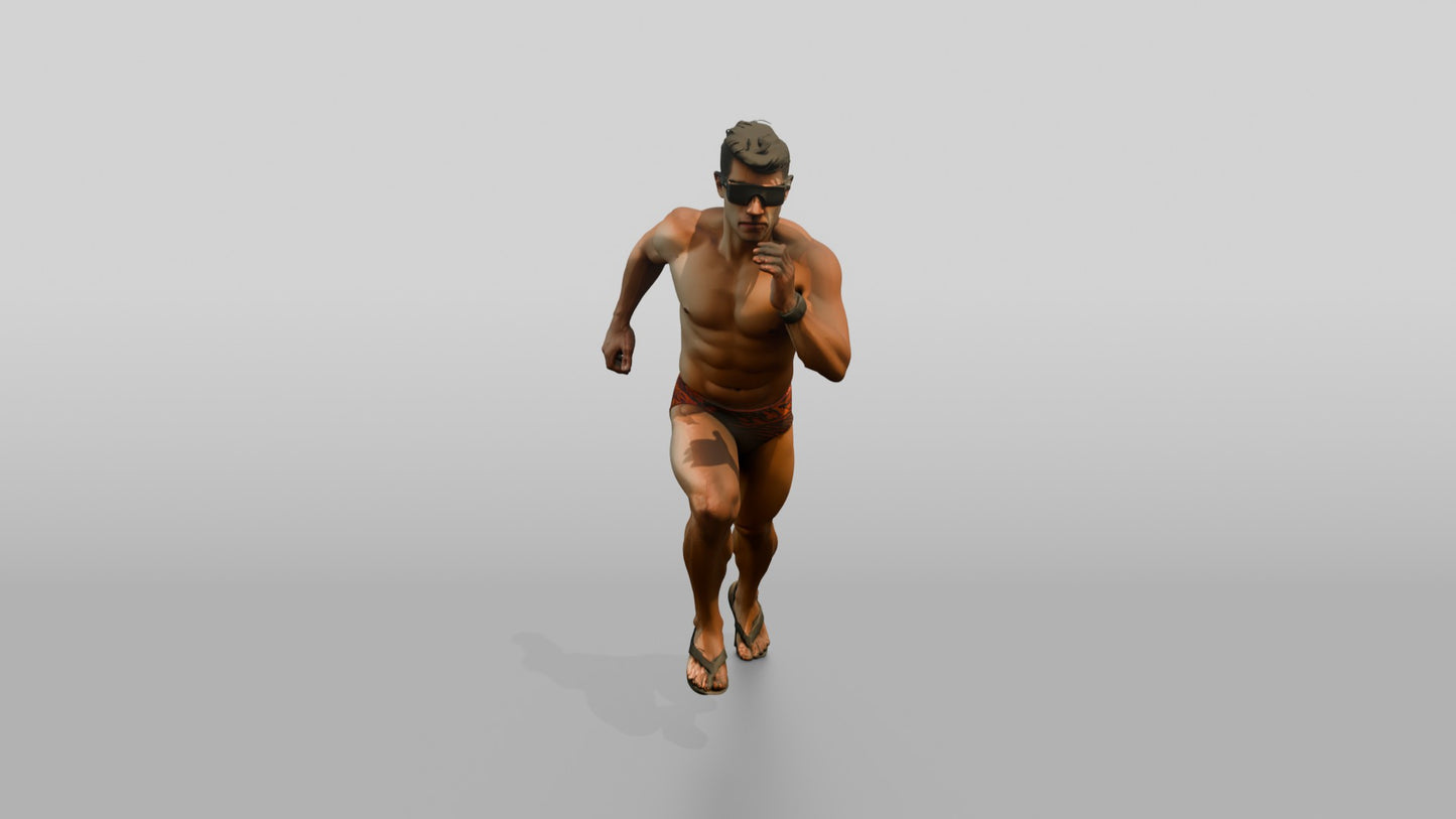 Latino Athlete in Powerful Beach Run