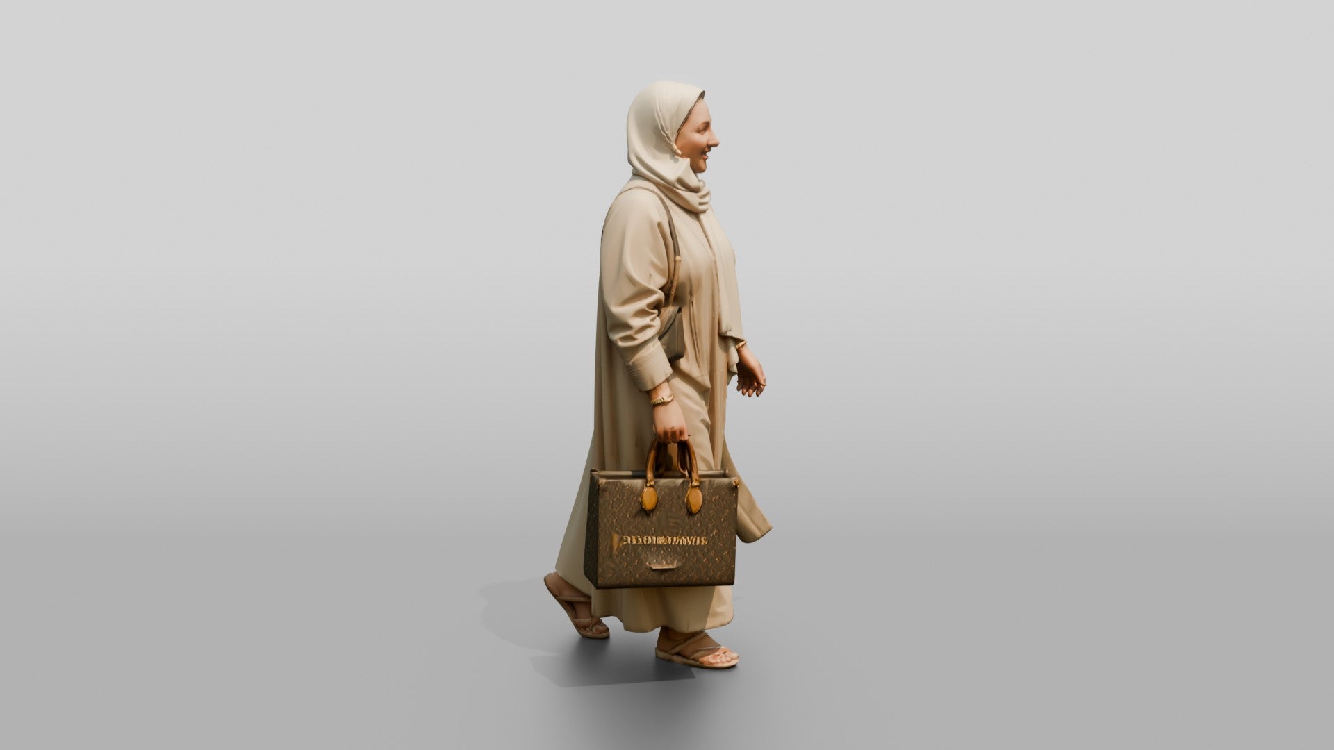 Plus-Size Young Saudi Woman in Abaya and Hijab