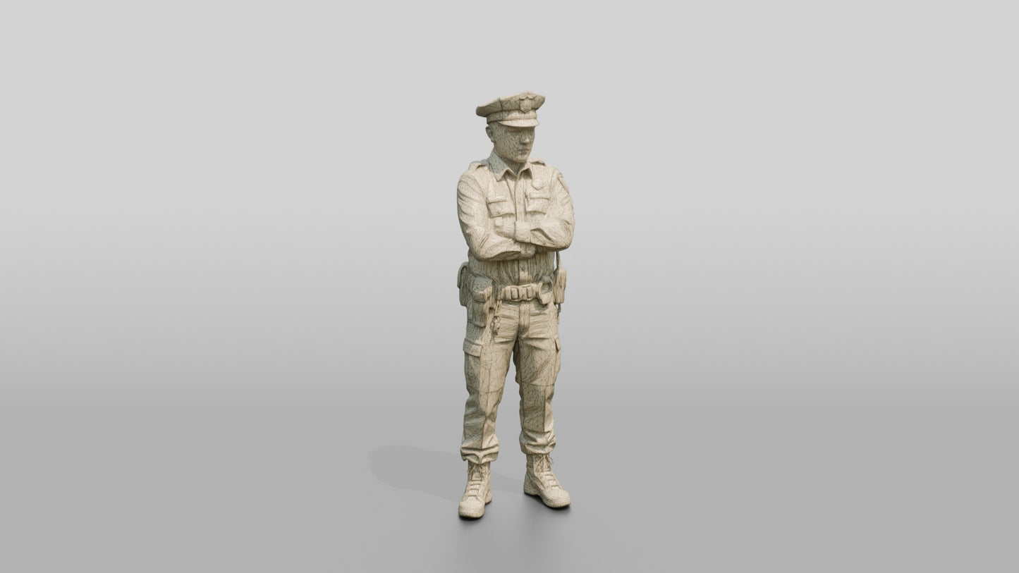 East Asian Male Guard in a Navy Blue Guard Uniform