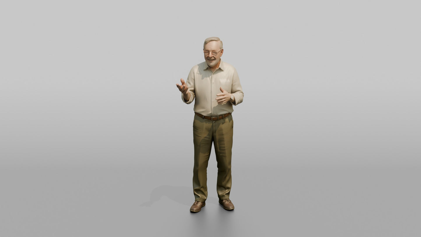 European Grandfather Standing and Chatting