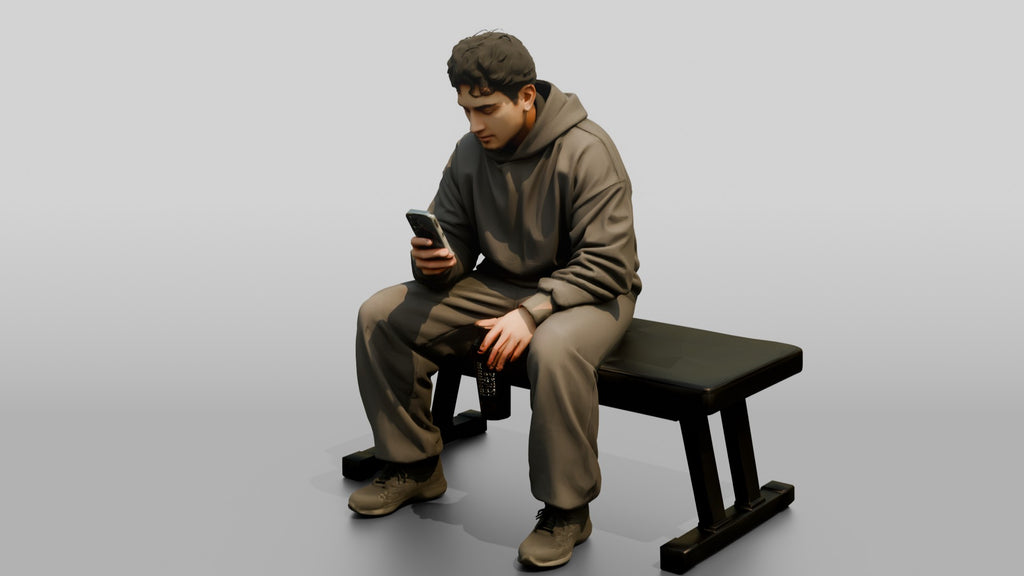 Man Sitting with Protein Shaker