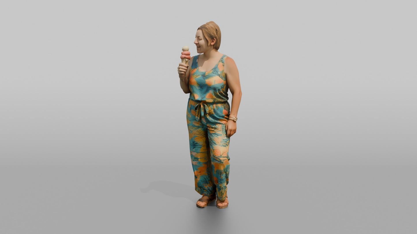 Vacationer Wearing Colorful Summer Jumpsuit