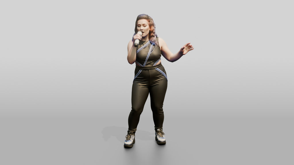 Electro-Pop Singer with Glowing Microphone