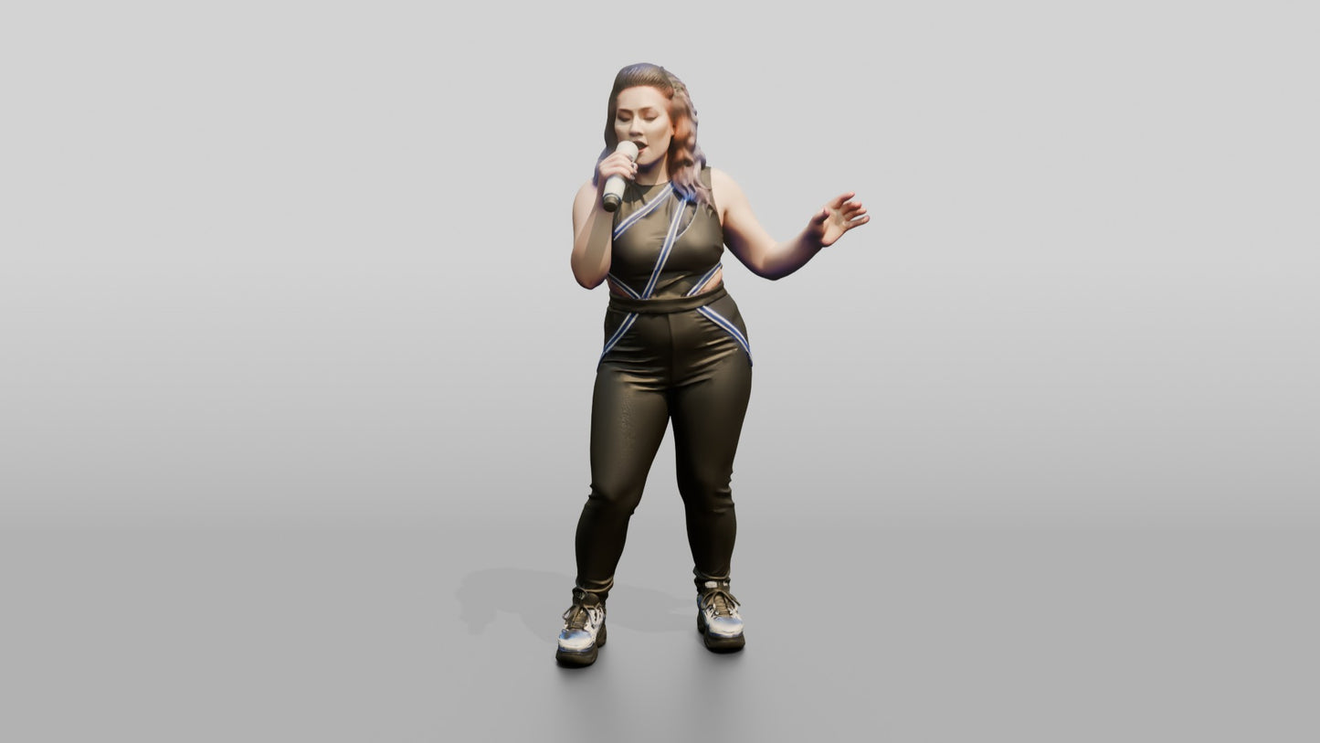 Electro-Pop Singer with Glowing Microphone