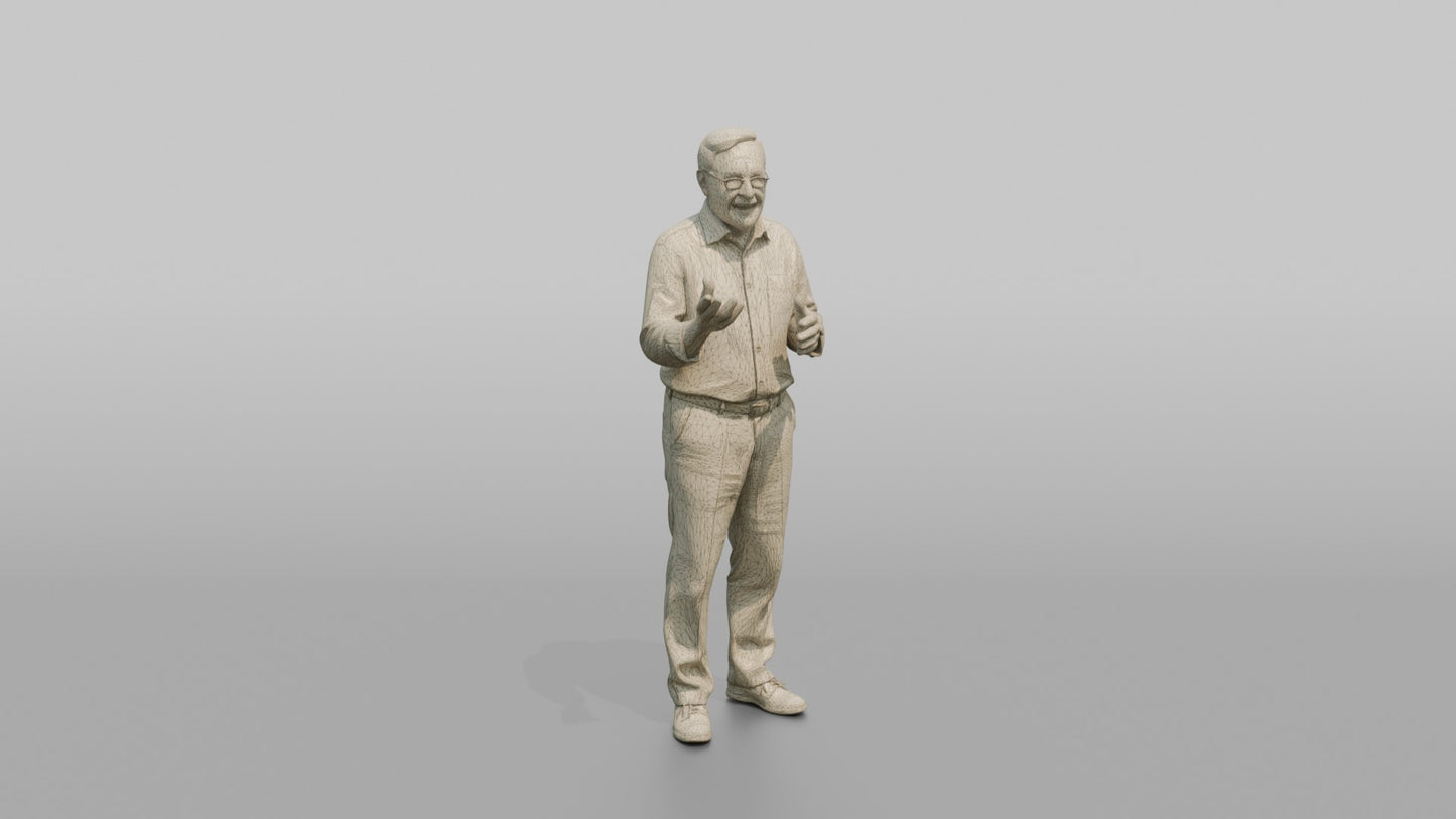 European Grandfather Standing and Chatting