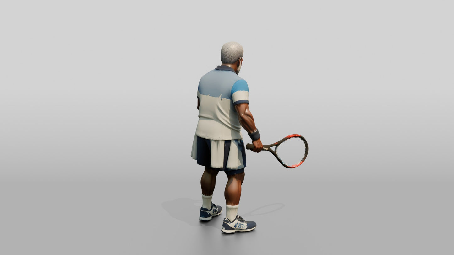 Senior Tennis Player Bouncing the Ball to Serve