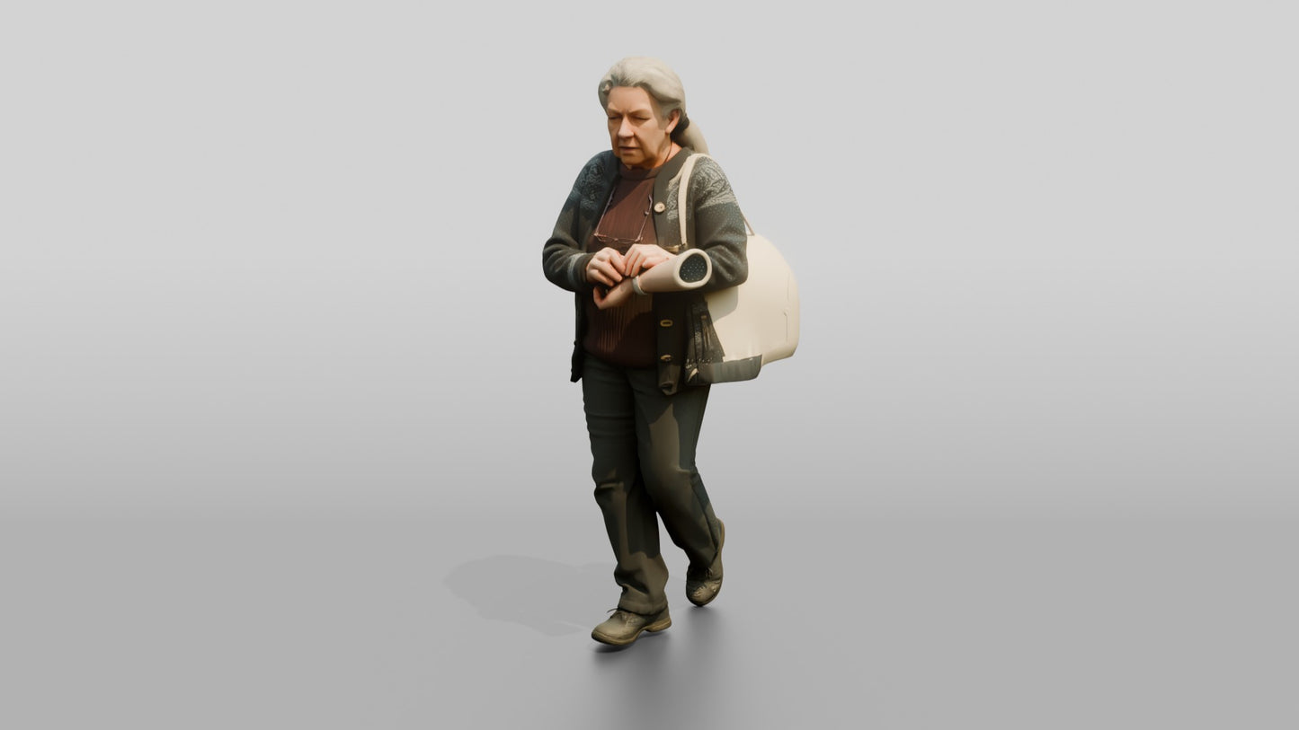 Elderly Norwegian Woman Checking on a Companion
