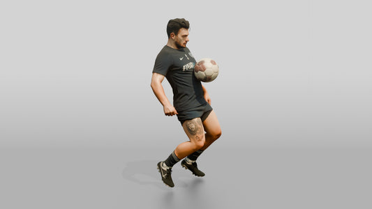 Soccer Player Chest-Stop Control - 3D character model, view 1