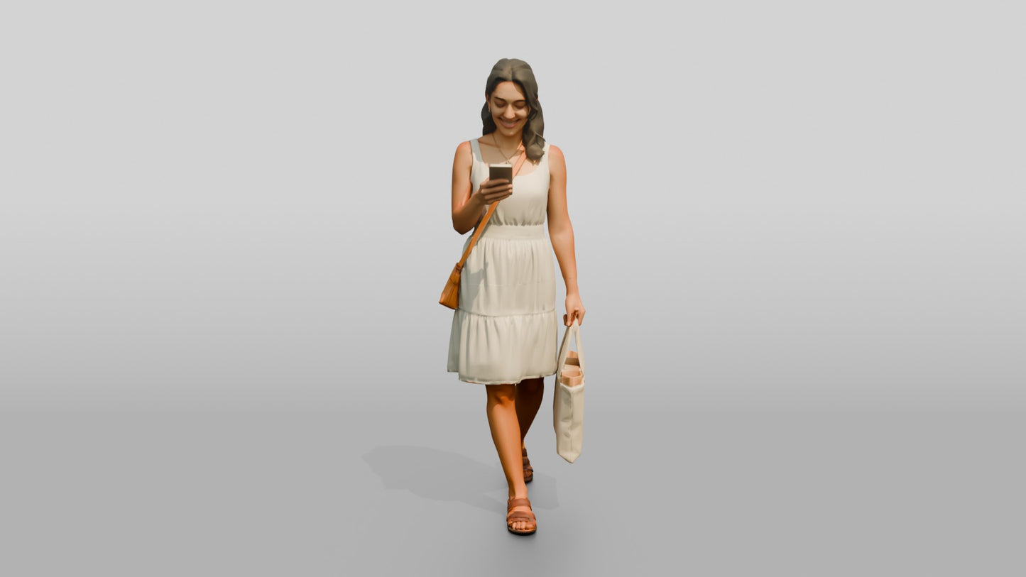 Slender Spanish Woman Looking at Her Phone