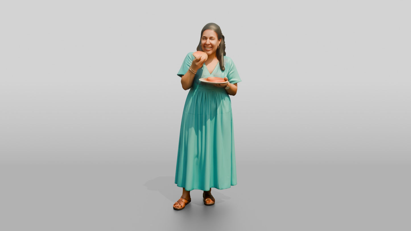 Plus-Size Portuguese Woman Enjoying a Slice of Pizza