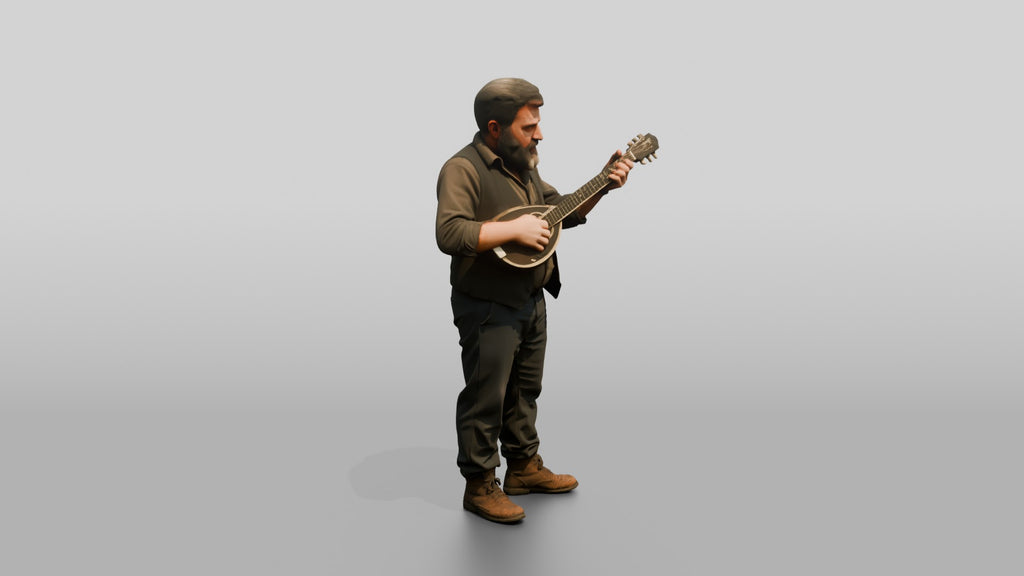 Baglama Player Plucking String Instrument