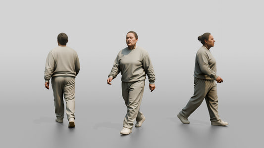 East Asian Female Prisoner in a Grey Crewneck Sweatshirt