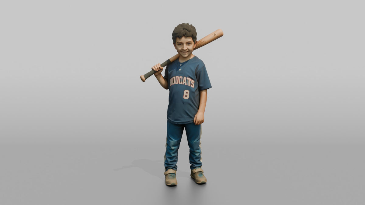 Son Holding A Baseball Bat Resting On His Shoulder - 3D character model, view 5