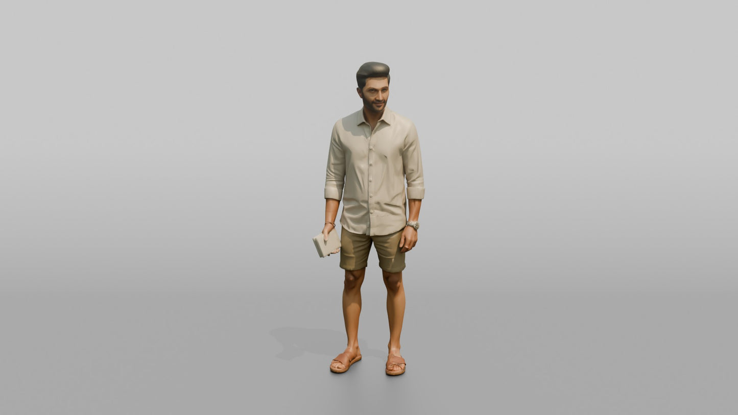 Vacationer Wearing Tailored Linen Shirt