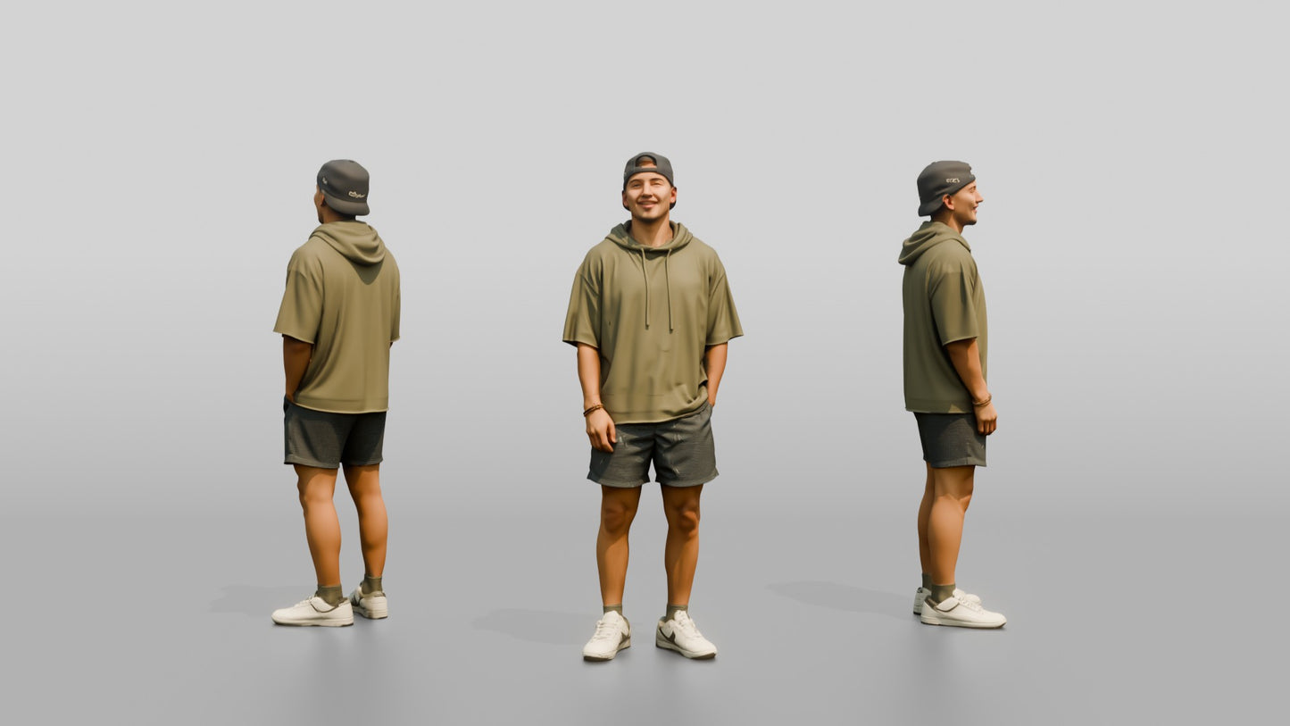 Latino Man Relaxed Pose in Terry Cloth Hoodie