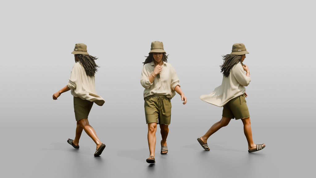 Woman Adjusting Linen Blouse Collar