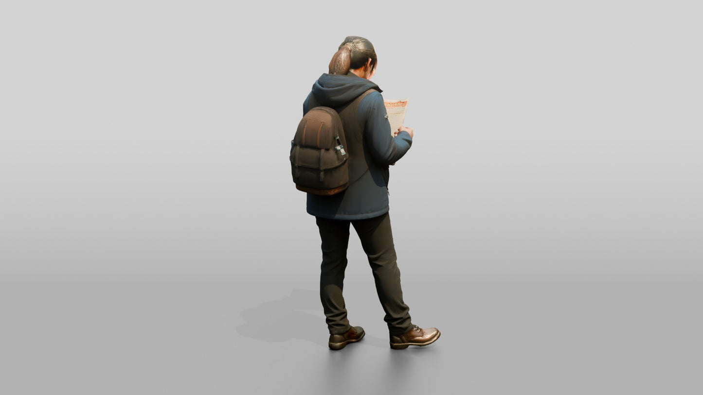 Woman Navigating City Square