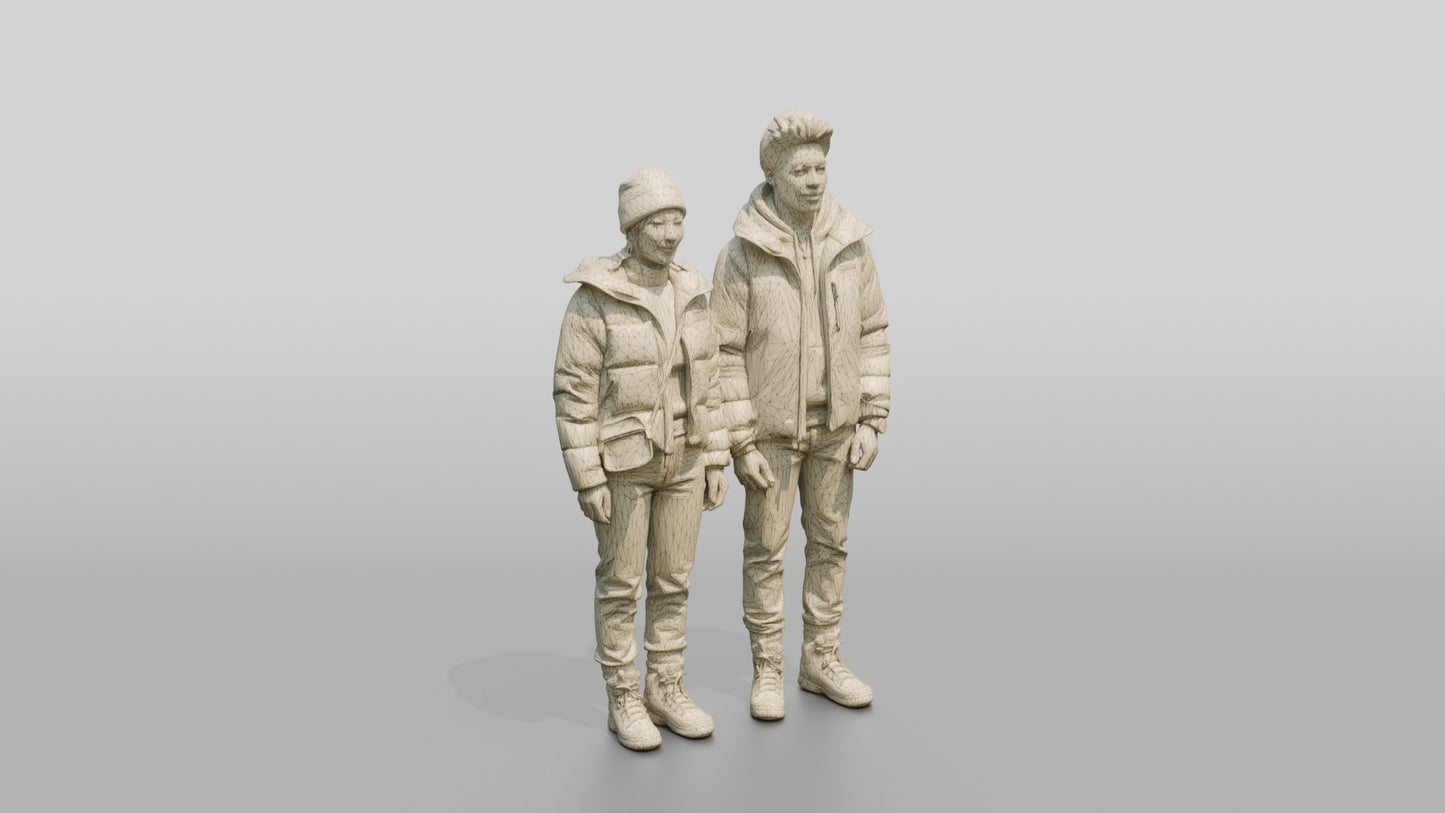 Multicultural Couple in Winter Streetwear