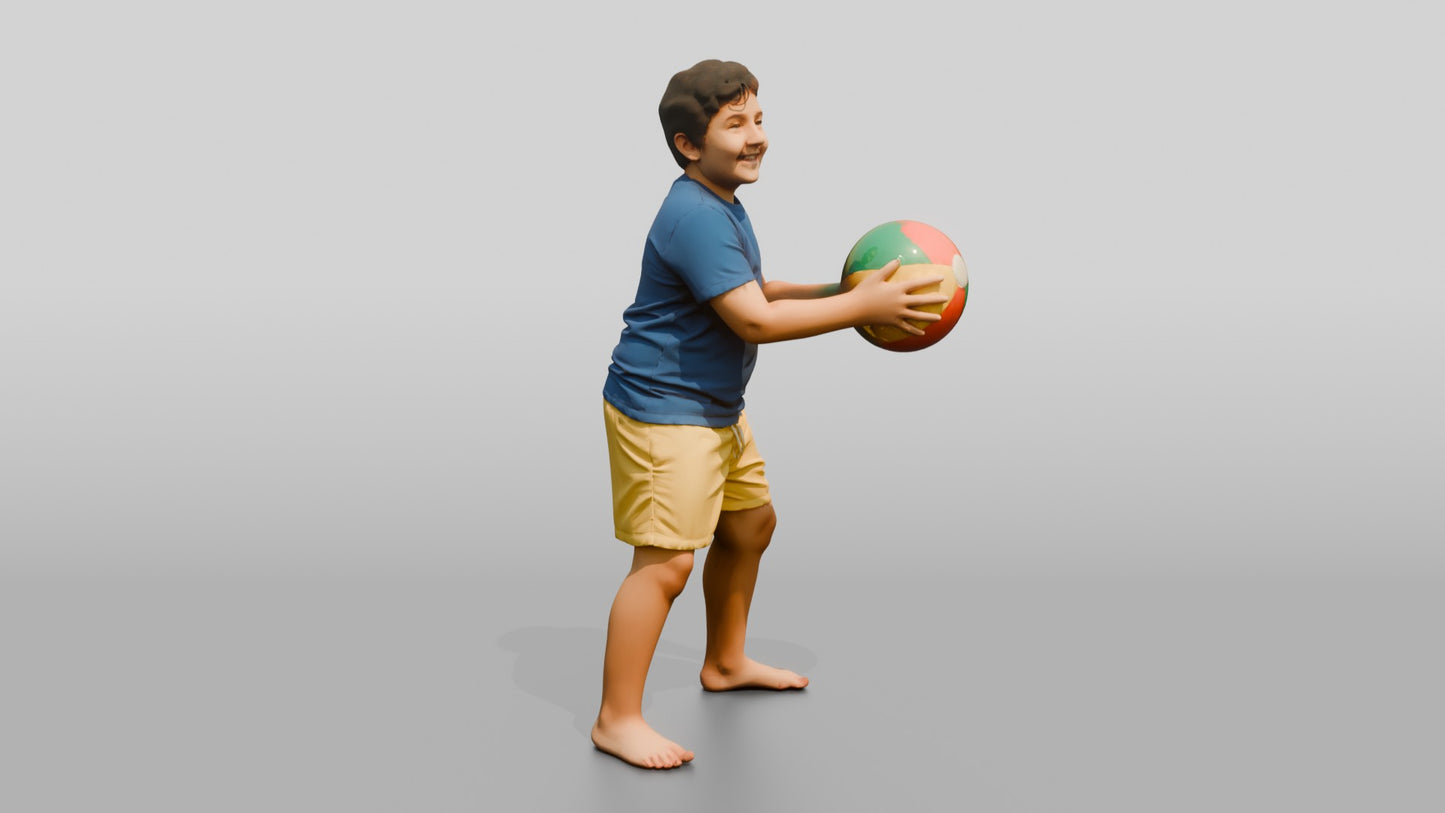 Plus-Size Cypriot Boy Holding an Inflatable Beach Ball