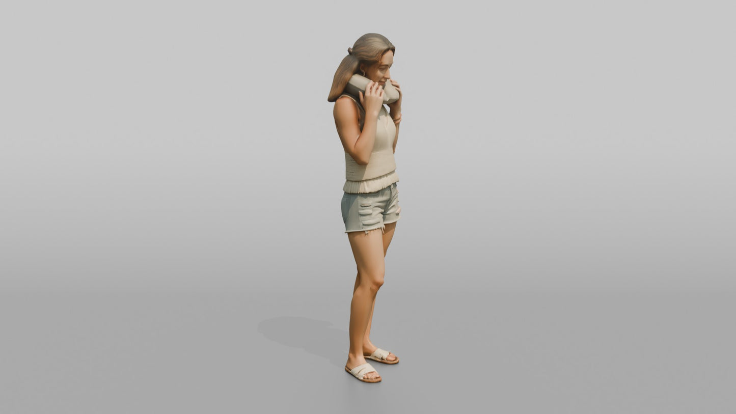 Vacationer Wearing Crochet Summer Top And Shorts