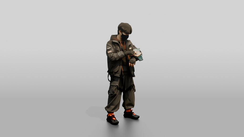 Gorpcore Man Counting Cash
