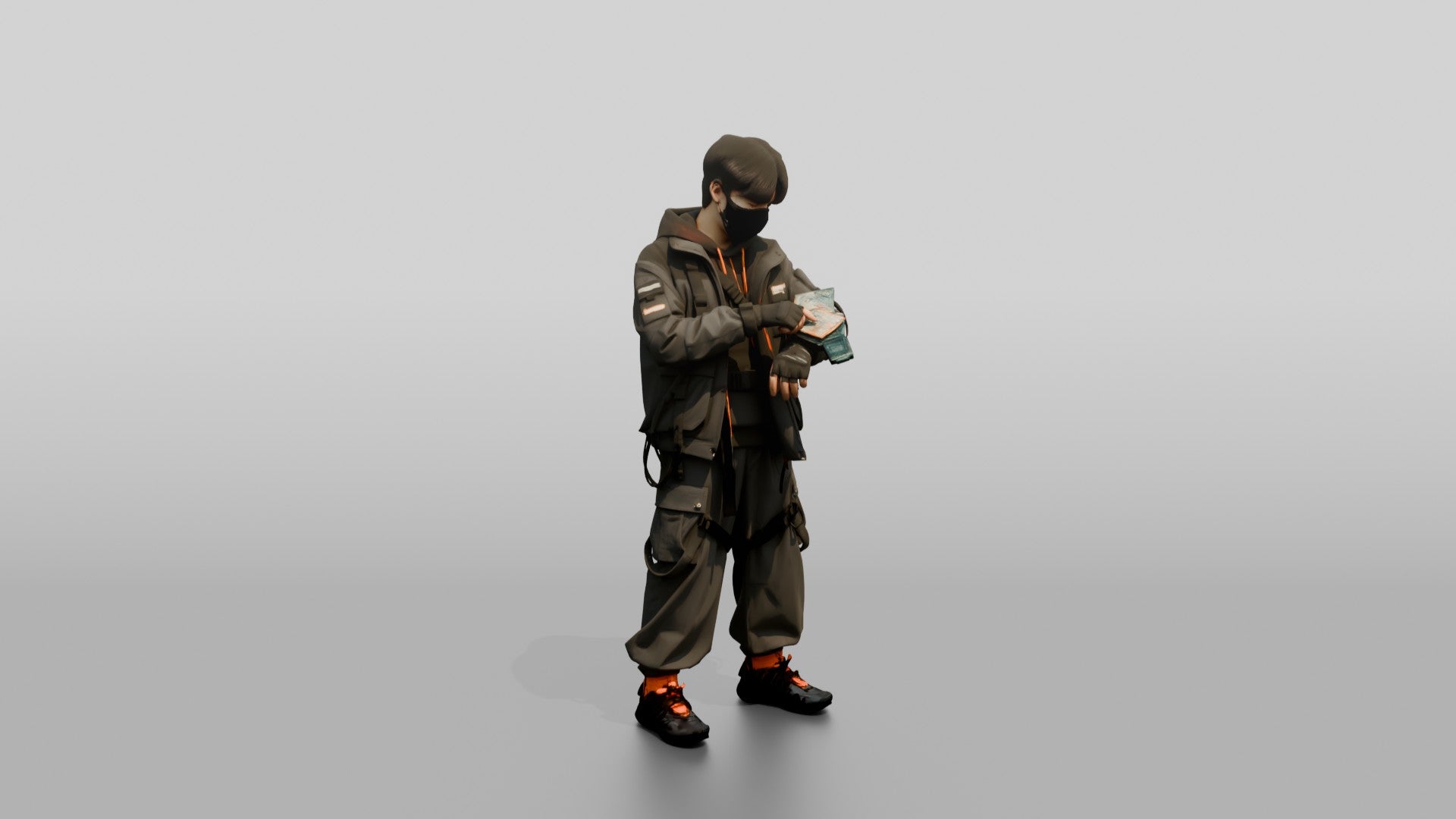 Gorpcore Man Counting Cash