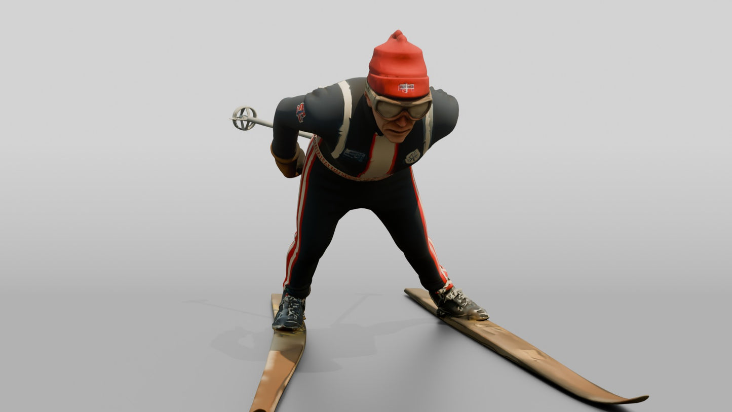 Elderly Norwegian Man Ski Jumping