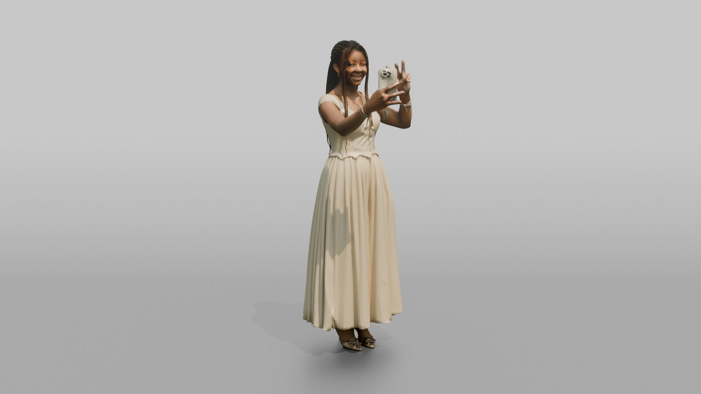 Teenage Wedding Guest Taking a Peace-Sign Photo