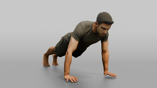 Fitness Influencer Man Mid Push-up - 3D character model