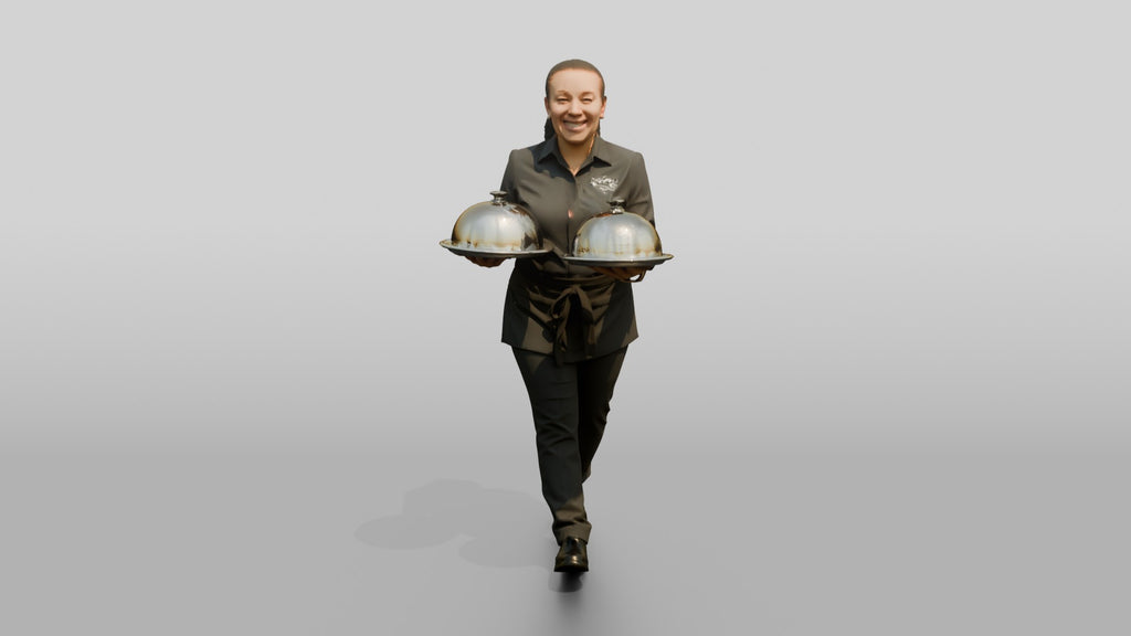 Food Runner Carrying Covered Plates
