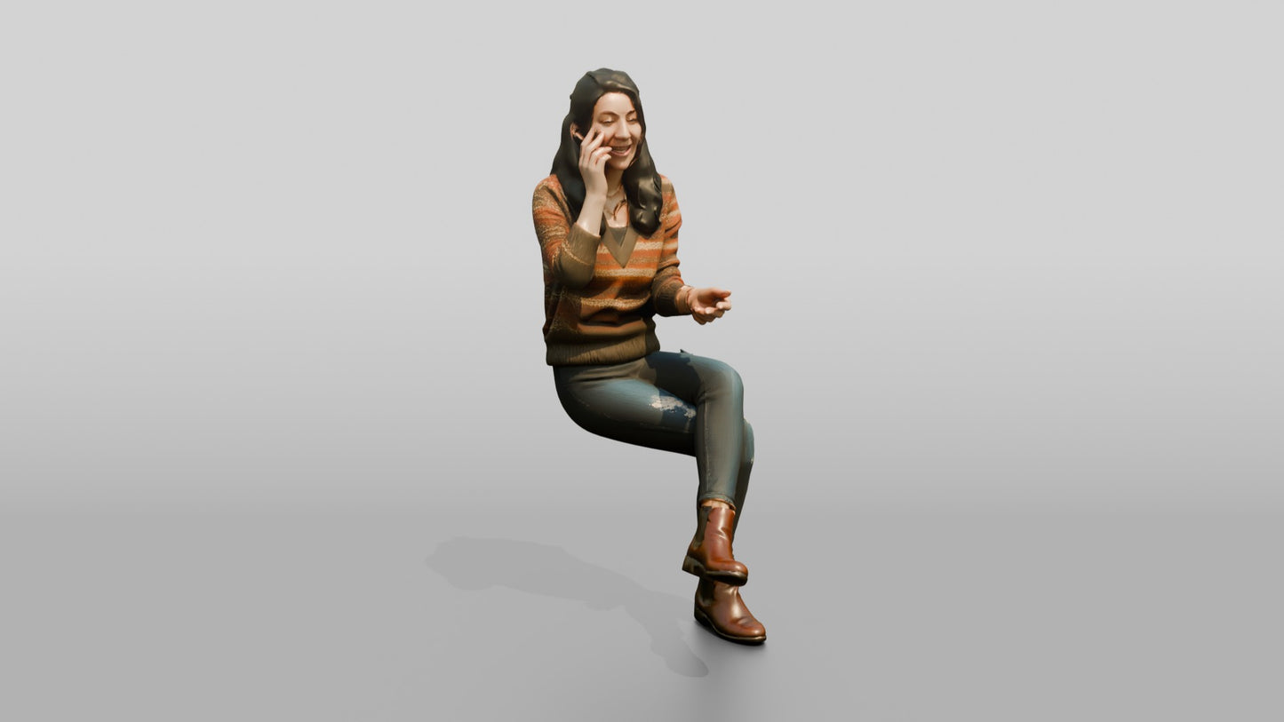 Woman Laughing on Phone with Tea