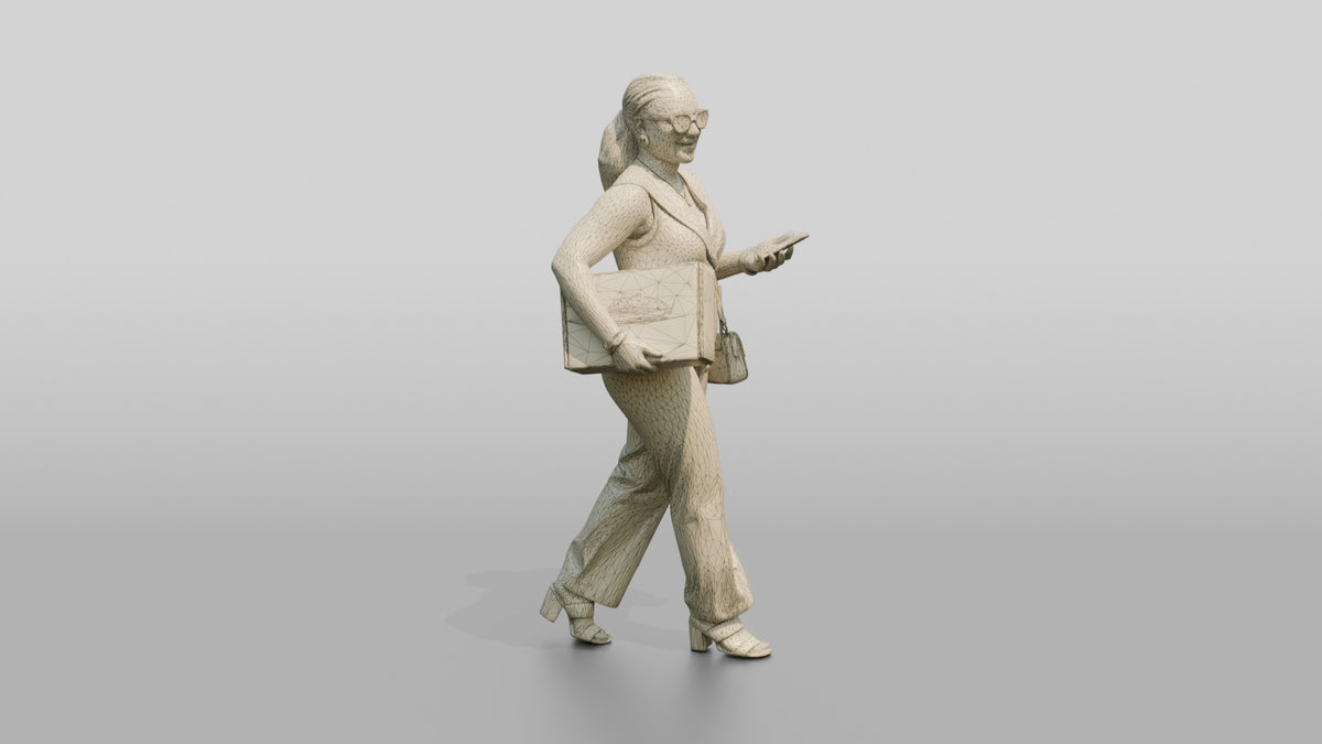 Curvy African Woman in an Ankara Print Jumpsuit - wireframe topology preview