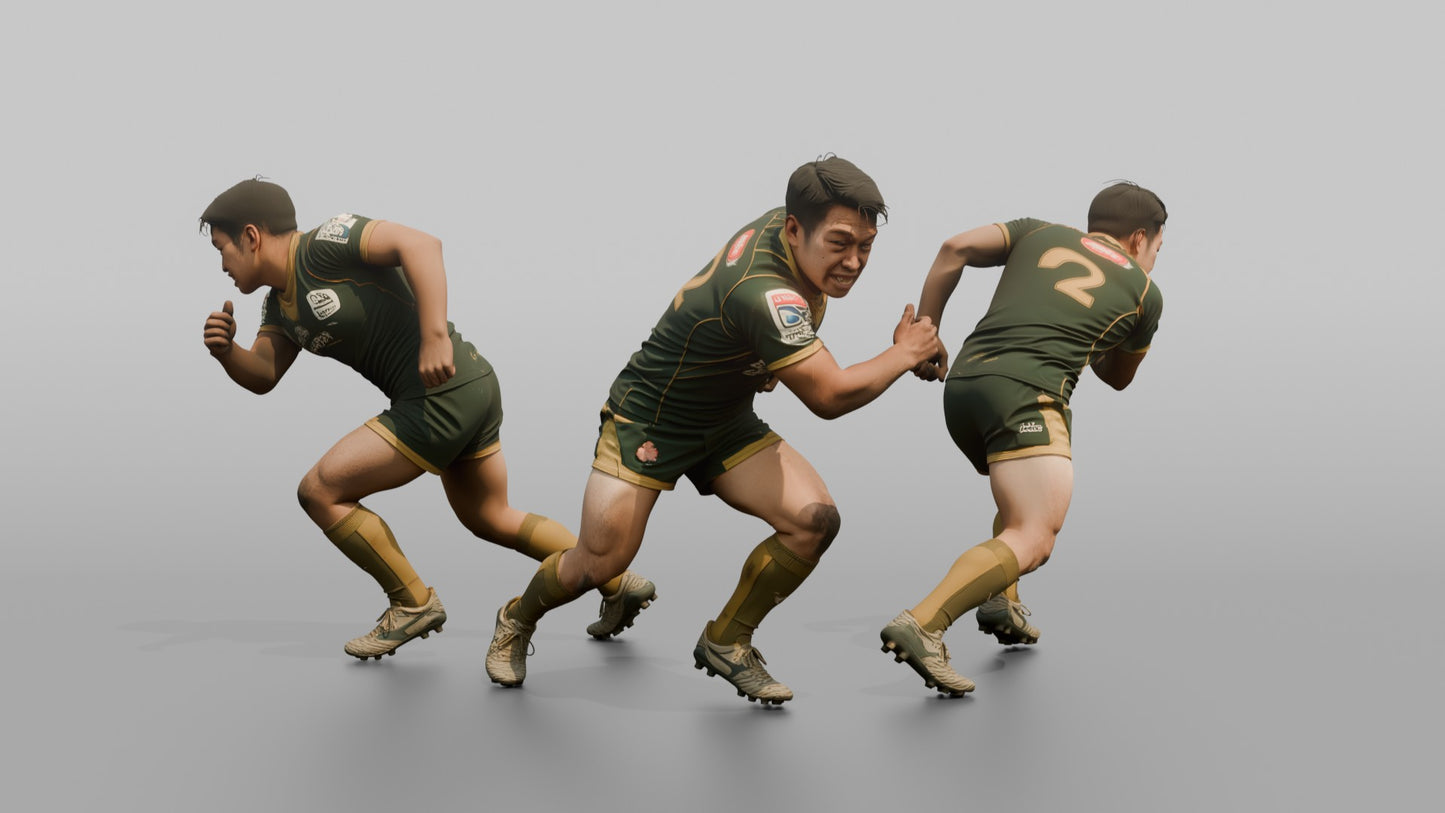 Japanese Back Executing a Shoulder Tackle