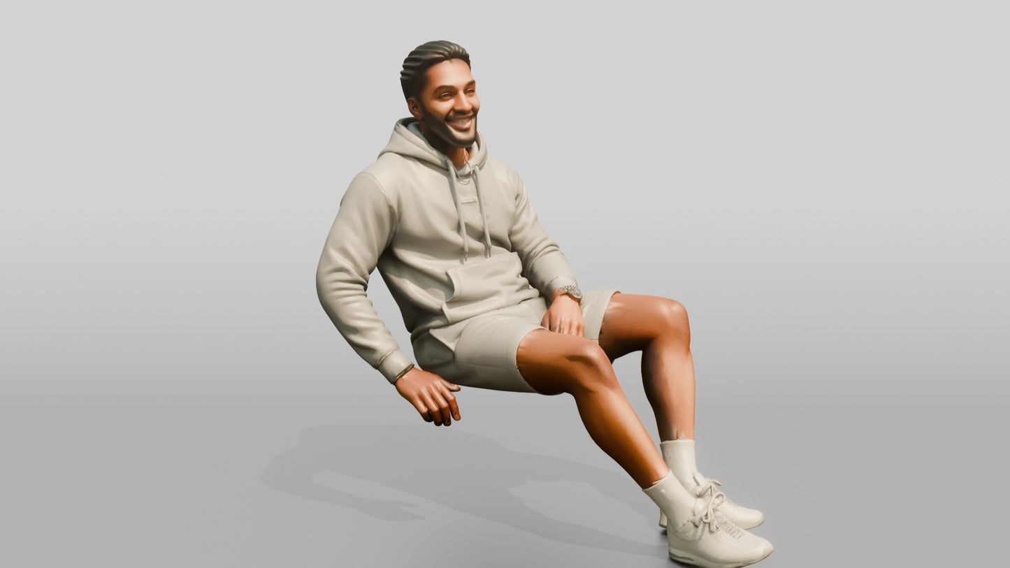 African-American Man in Fleece Athleisure Set