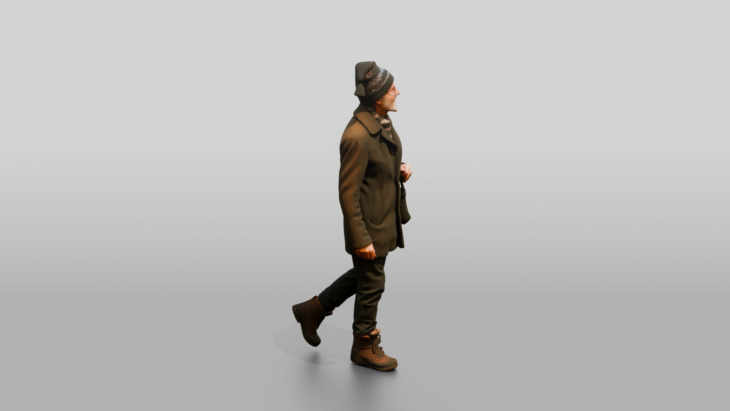 Elderly Norwegian Man Strolling the Pedestrian Street