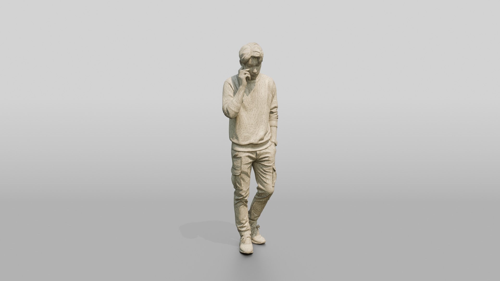 Young Chinese Man Walking and Talking on Phone