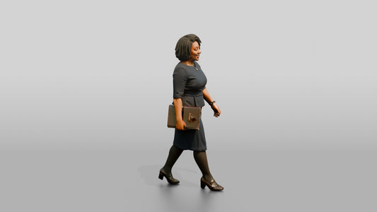 Businesswoman Walking with a Folder - 3D character model, view 1