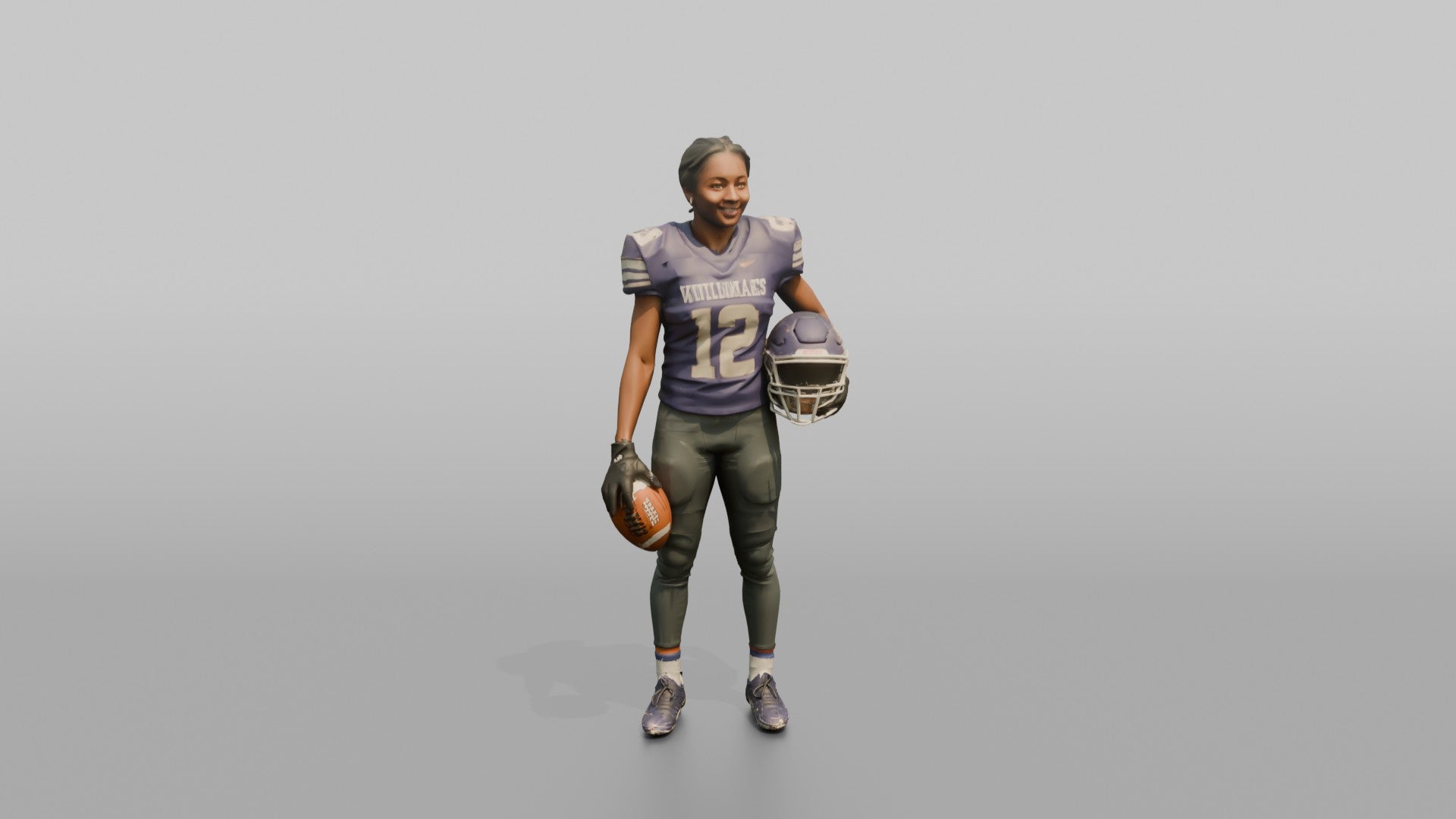 Wide Receiver Standing with the Ball at Her Side