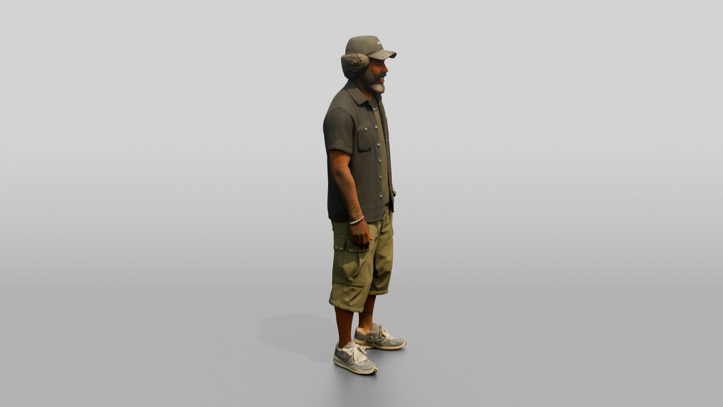 African-American Man Posing Confidently on the Boardwalk