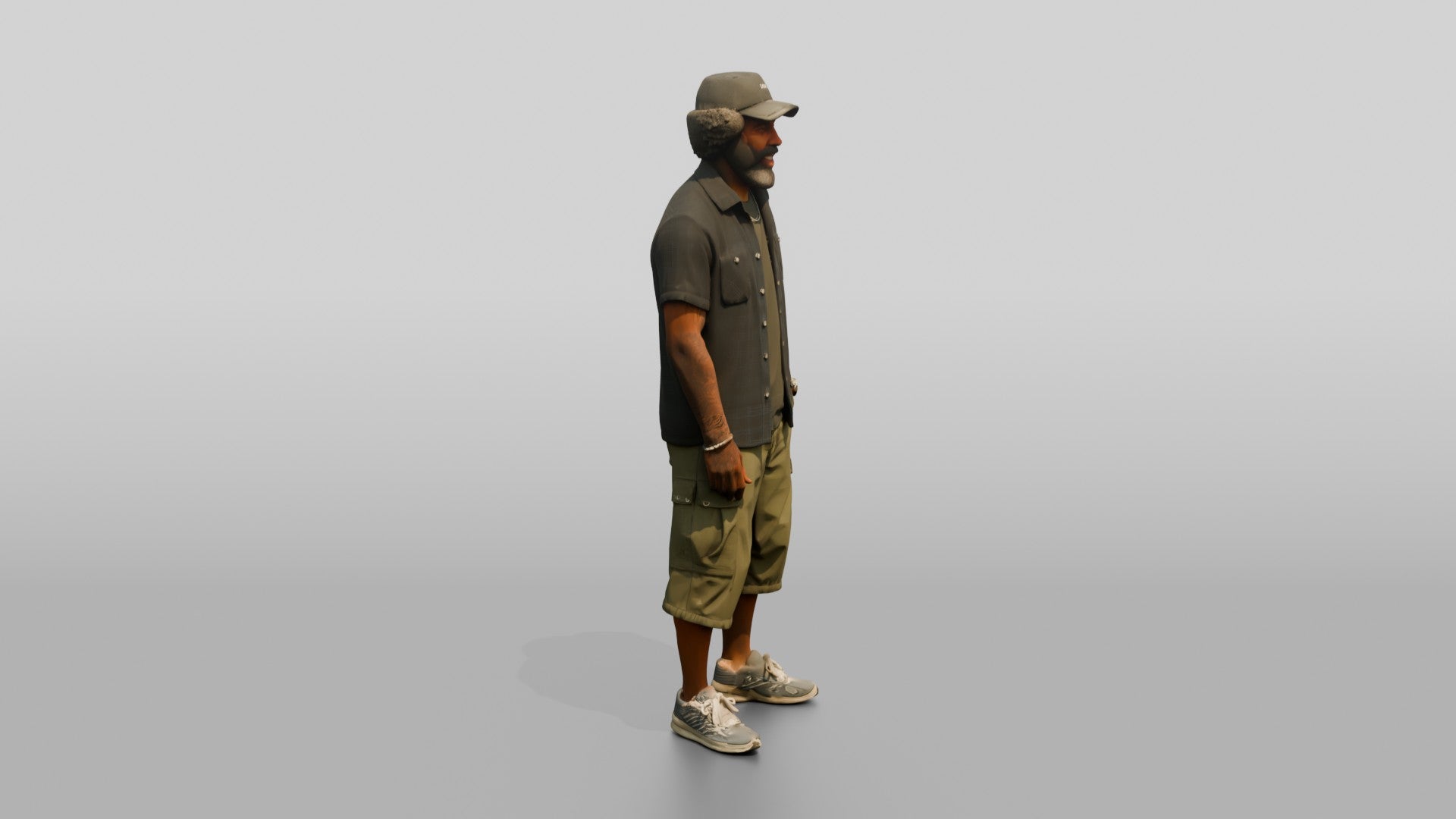 African-American Man Posing Confidently on the Boardwalk